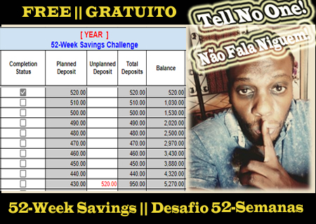 52 week savings challenge desafio de poupanca 52 semanas